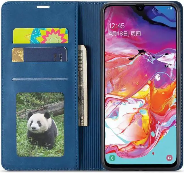 Alt view image 3 of 6 - BONAEVER For Samsung Galaxy A70 / A70S Case Premium PU Leather Cover TPU Bumper with Card Holder Stand andidden Magnetic Shockproof Flip Wallet Case