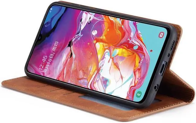 Alt view image 3 of 7 - BONAEVER For Samsung Galaxy A70 / A70S Case Premium PU Leather Cover TPU Bumper with Card Holder Stand andidden Magnetic Shockproof Flip Wallet Case