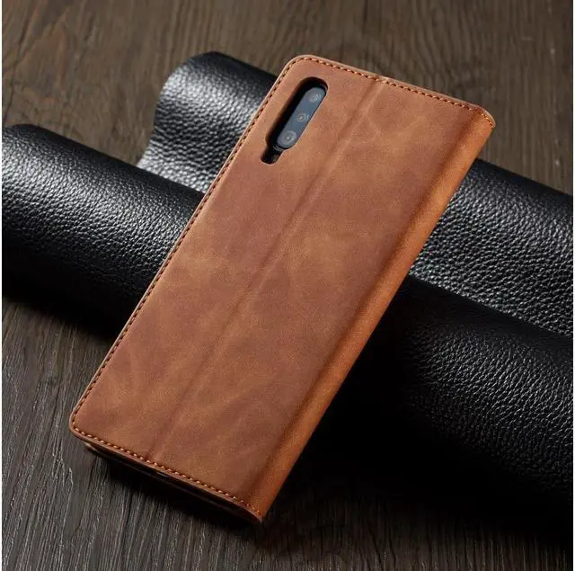 Alt view image 5 of 7 - BONAEVER For Samsung Galaxy A70 / A70S Case Premium PU Leather Cover TPU Bumper with Card Holder Stand andidden Magnetic Shockproof Flip Wallet Case