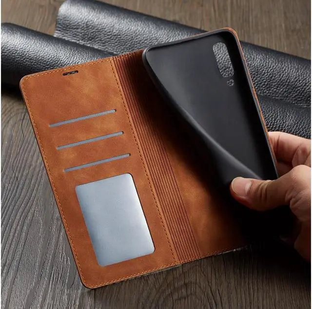 Alt view image 6 of 7 - BONAEVER For Samsung Galaxy A70 / A70S Case Premium PU Leather Cover TPU Bumper with Card Holder Stand andidden Magnetic Shockproof Flip Wallet Case