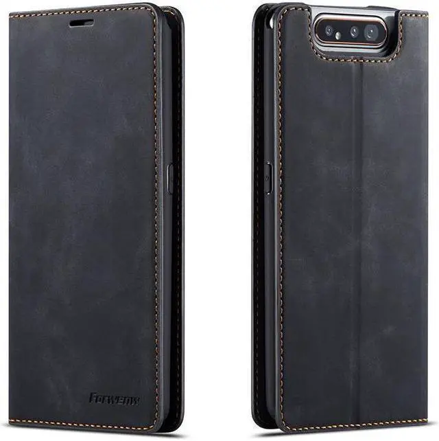 Main image of BONAEVER For Samsung Galaxy A80 / A90 Case Premium PU Leather Cover TPU Bumper with Card Holder Stand andidden Magnetic Shockproof Flip Wallet Case