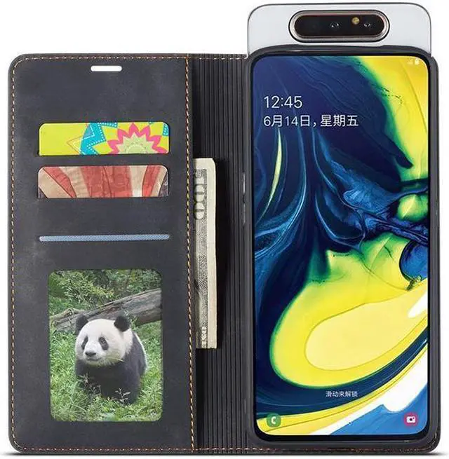 Alt view image 2 of 6 - BONAEVER For Samsung Galaxy A80 / A90 Case Premium PU Leather Cover TPU Bumper with Card Holder Stand andidden Magnetic Shockproof Flip Wallet Case