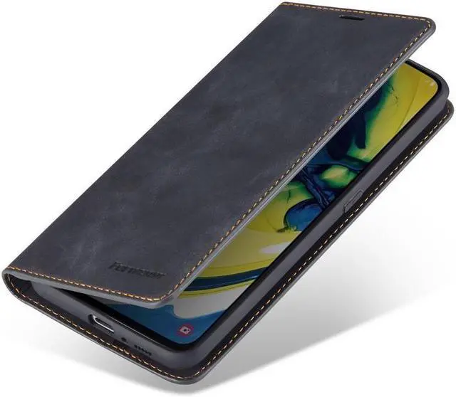 Alt view image 3 of 6 - BONAEVER For Samsung Galaxy A80 / A90 Case Premium PU Leather Cover TPU Bumper with Card Holder Stand andidden Magnetic Shockproof Flip Wallet Case