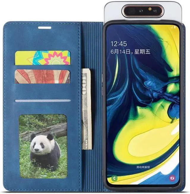 Alt view image 2 of 5 - BONAEVER For Samsung Galaxy A80 / A90 Case Premium PU Leather Cover TPU Bumper with Card Holder Stand andidden Magnetic Shockproof Flip Wallet Case