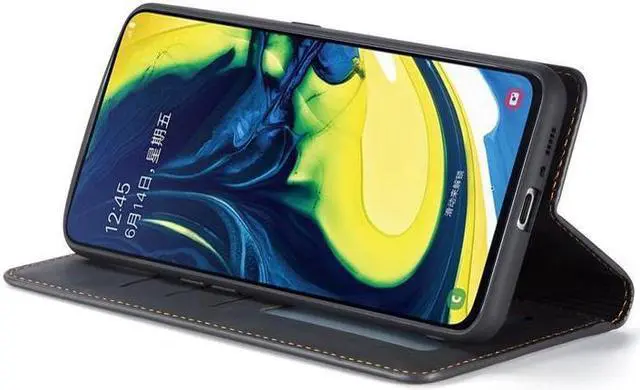 Alt view image 4 of 6 - BONAEVER For Samsung Galaxy A80 / A90 Case Premium PU Leather Cover TPU Bumper with Card Holder Stand andidden Magnetic Shockproof Flip Wallet Case