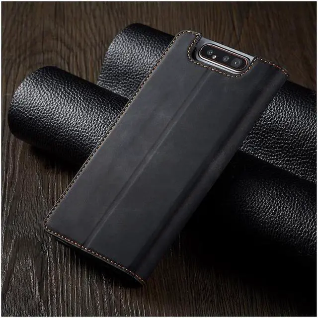 Alt view image 6 of 6 - BONAEVER For Samsung Galaxy A80 / A90 Case Premium PU Leather Cover TPU Bumper with Card Holder Stand andidden Magnetic Shockproof Flip Wallet Case
