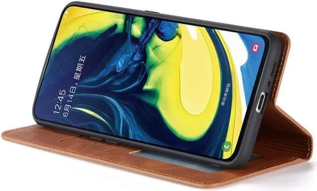 Alt view image 2 of 6 - BONAEVER For Samsung Galaxy A80 / A90 Case Premium PU Leather Cover TPU Bumper with Card Holder Stand andidden Magnetic Shockproof Flip Wallet Case