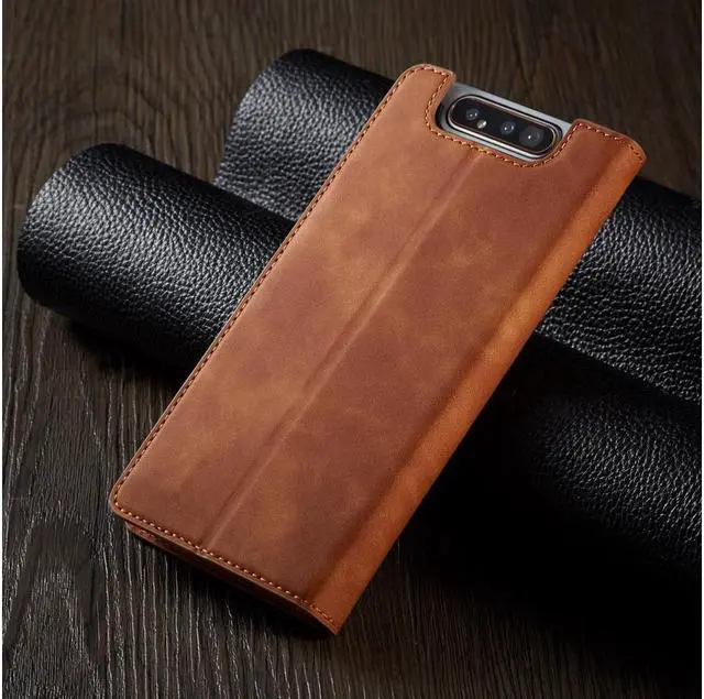 Alt view image 3 of 6 - BONAEVER For Samsung Galaxy A80 / A90 Case Premium PU Leather Cover TPU Bumper with Card Holder Stand andidden Magnetic Shockproof Flip Wallet Case