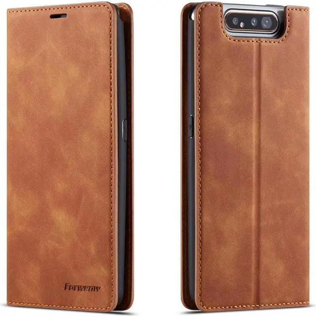 Main image of BONAEVER For Samsung Galaxy A80 / A90 Case Premium PU Leather Cover TPU Bumper with Card Holder Stand andidden Magnetic Shockproof Flip Wallet Case