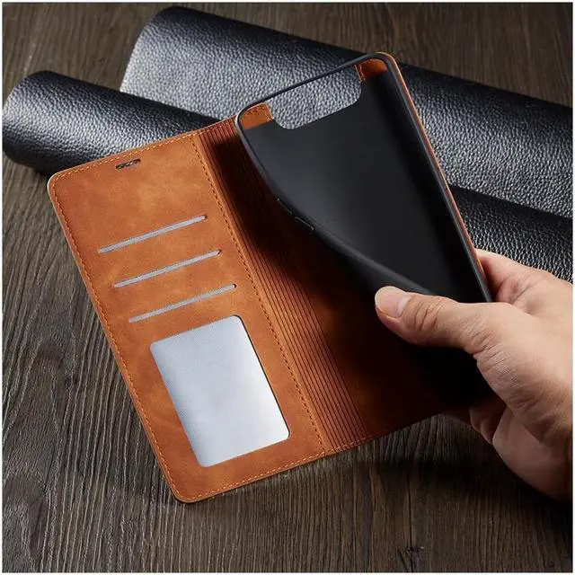 Alt view image 6 of 6 - BONAEVER For Samsung Galaxy A80 / A90 Case Premium PU Leather Cover TPU Bumper with Card Holder Stand andidden Magnetic Shockproof Flip Wallet Case