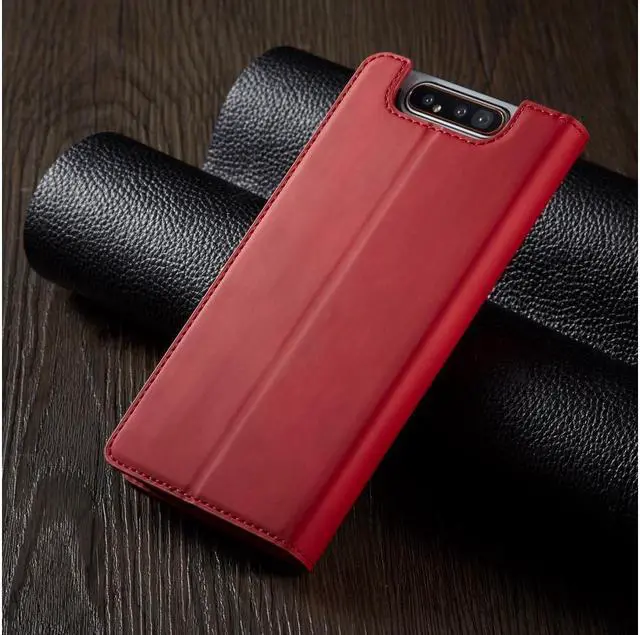 Alt view image 5 of 6 - BONAEVER For Samsung Galaxy A80 / A90 Case Premium PU Leather Cover TPU Bumper with Card Holder Stand andidden Magnetic Shockproof Flip Wallet Case