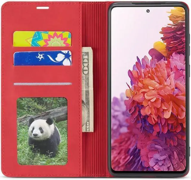 Alt view image 3 of 5 - BONAEVER For Samsung Galaxy S20 FE 5G Case Premium PU Leather Cover TPU Bumper with Card Holder Stand andidden Magnetic Shockproof Flip Wallet Case for Galaxy S20 FE 5G 6.5 inch