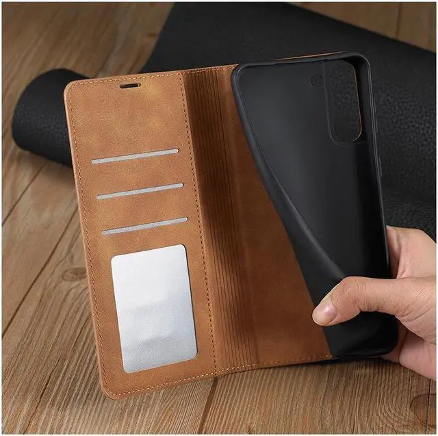 Alt view image 3 of 6 - BONAEVER For Samsung Galaxy S21 5G Case Premium PU Leather Cover TPU Bumper with Card Holder Stand andidden Magnetic Shockproof Flip Wallet Case for Galaxy S21 5G 6.2 Inch