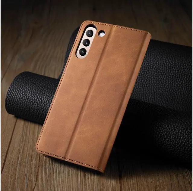 Alt view image 6 of 6 - BONAEVER For Samsung Galaxy S21 5G Case Premium PU Leather Cover TPU Bumper with Card Holder Stand andidden Magnetic Shockproof Flip Wallet Case for Galaxy S21 5G 6.2 Inch