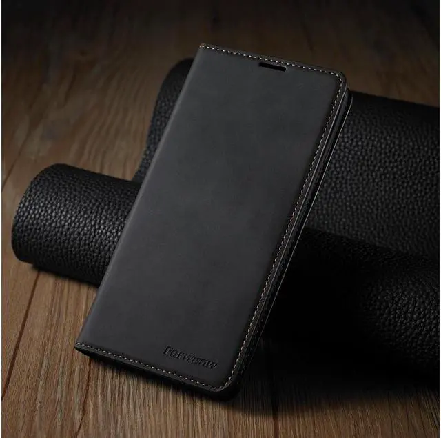 Alt view image 5 of 5 - BONAEVER For Samsung Galaxy S21 Ultra 6.8 Inch Case PU Leather Cover TPU Bumper with Card Holder Stand and Magnetic Shockproof Flip Wallet Cover Black