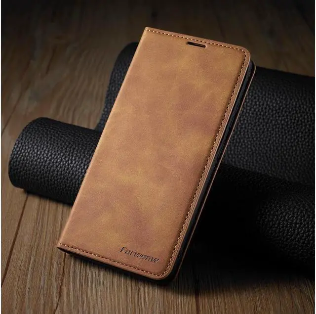 Alt view image 7 of 7 - BONAEVER For Samsung Galaxy S21 Ultra 6.8 Inch Case PU Leather Cover TPU Bumper with Card Holder Stand and Magnetic Shockproof Flip Wallet Cover Brown