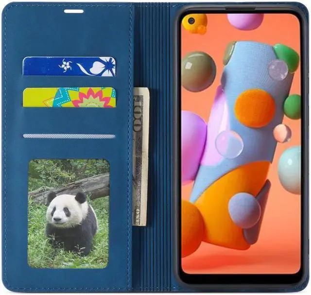 Alt view image 4 of 6 - BONAEVER For Samsung Galaxy A11 Case Premium PU Leather Cover TPU Bumper with Card Holder Stand andidden Magnetic Shockproof Flip Wallet Case for Galaxy A11 / Galaxy M11