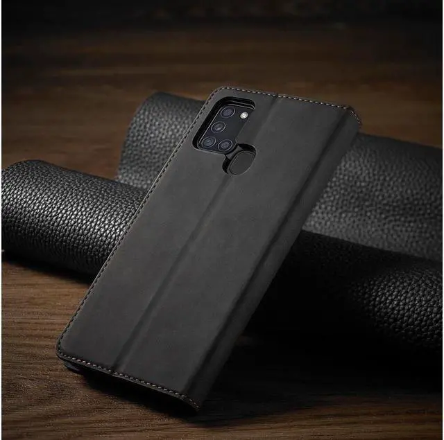 Alt view image 6 of 6 - BONAEVER For Samsung Galaxy A21S Case Premium PU Leather Cover TPU Bumper with Card Holder Stand andidden Magnetic Shockproof Flip Wallet Case