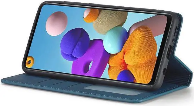 Alt view image 2 of 6 - BONAEVER For Samsung Galaxy A21S Case Premium PU Leather Cover TPU Bumper with Card Holder Stand andidden Magnetic Shockproof Flip Wallet Case