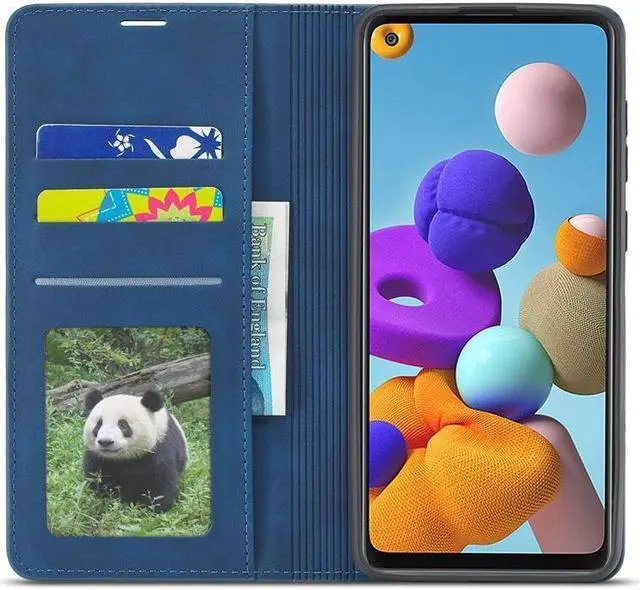 Alt view image 4 of 6 - BONAEVER For Samsung Galaxy A21S Case Premium PU Leather Cover TPU Bumper with Card Holder Stand andidden Magnetic Shockproof Flip Wallet Case