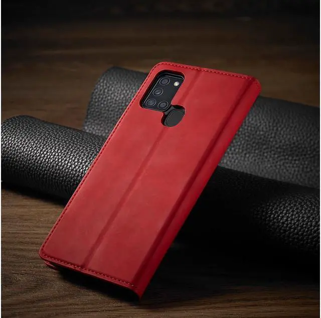 Alt view image 4 of 6 - BONAEVER For Samsung Galaxy A21S Case Premium PU Leather Cover TPU Bumper with Card Holder Stand andidden Magnetic Shockproof Flip Wallet Case