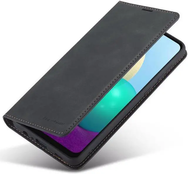 Alt view image 6 of 6 - BONAEVER For Samsung Galaxy A02 Case Premium PU Leather Cover TPU Bumper with Card Holder Stand andidden Magnetic Shockproof Flip Wallet Case for Galaxy A02 / Galaxy M02