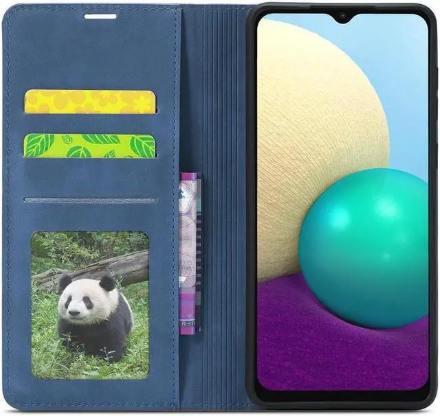 Alt view image 6 of 6 - BONAEVER For Samsung Galaxy A02 Case Premium PU Leather Cover TPU Bumper with Card Holder Stand andidden Magnetic Shockproof Flip Wallet Case for Galaxy A02 / Galaxy M02