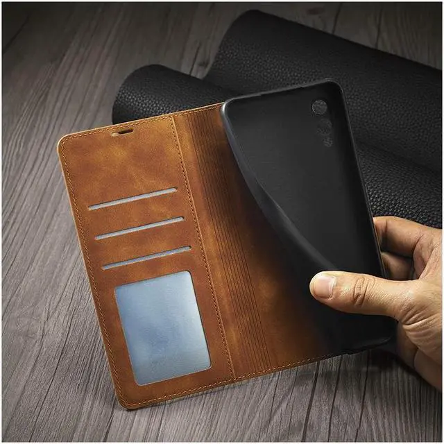 Alt view image 2 of 6 - BONAEVER For Samsung Galaxy A02 Case Premium PU Leather Cover TPU Bumper with Card Holder Stand andidden Magnetic Shockproof Flip Wallet Case for Galaxy A02 / Galaxy M02