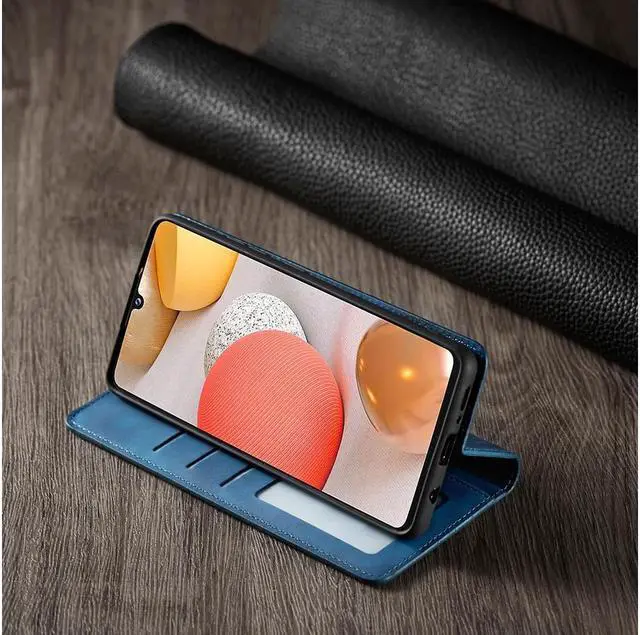 Alt view image 4 of 6 - BONAEVER For Samsung Galaxy A12 5G Case Premium PU Leather Cover TPU Bumper with Card Holder Stand andidden Magnetic Shockproof Flip Wallet Case for Galaxy A12 5G / SM-A125 / M12 / F12