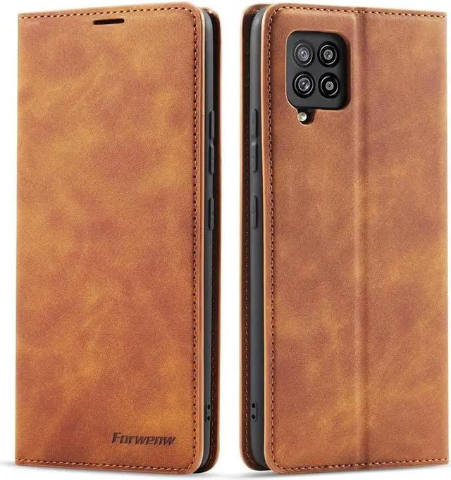 Main image of BONAEVER For Samsung Galaxy A12 5G Case Premium PU Leather Cover TPU Bumper with Card Holder Stand andidden Magnetic Shockproof Flip Wallet Case for Galaxy A12 5G / SM-A125 / M12 / F12