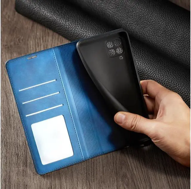 Alt view image 2 of 6 - BONAEVER For Samsung Galaxy A12 5G Case Premium PU Leather Cover TPU Bumper with Card Holder Stand andidden Magnetic Shockproof Flip Wallet Case for Galaxy A12 5G / SM-A125 / M12 / F12
