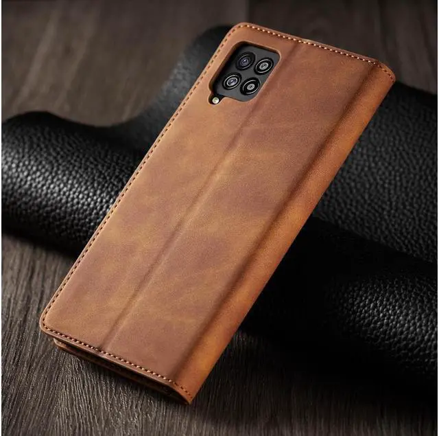 Alt view image 6 of 6 - BONAEVER For Samsung Galaxy A12 5G Case Premium PU Leather Cover TPU Bumper with Card Holder Stand andidden Magnetic Shockproof Flip Wallet Case for Galaxy A12 5G / SM-A125 / M12 / F12