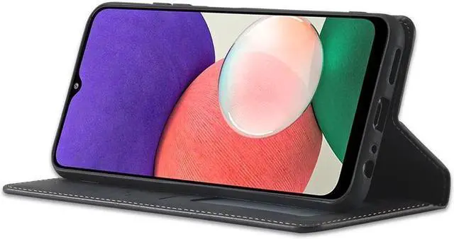 Alt view image 4 of 6 - BONAEVER For Samsung Galaxy A22 5G Case Premium PU Leather Cover TPU Bumper with Card Holder Stand andidden Magnetic Shockproof Flip Wallet Case for Galaxy A22 5G Case [Not Fit for A22 4G]