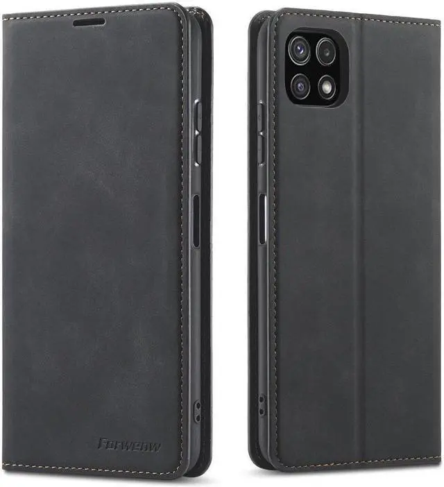 Main image of BONAEVER For Samsung Galaxy A22 5G Case Premium PU Leather Cover TPU Bumper with Card Holder Stand andidden Magnetic Shockproof Flip Wallet Case for Galaxy A22 5G Case [Not Fit for A22 4G]