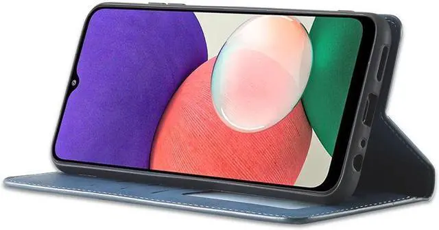 Alt view image 3 of 6 - BONAEVER For Samsung Galaxy A22 5G Case Premium PU Leather Cover TPU Bumper with Card Holder Stand andidden Magnetic Shockproof Flip Wallet Case for Galaxy A22 5G Case [Not Fit for A22 4G]