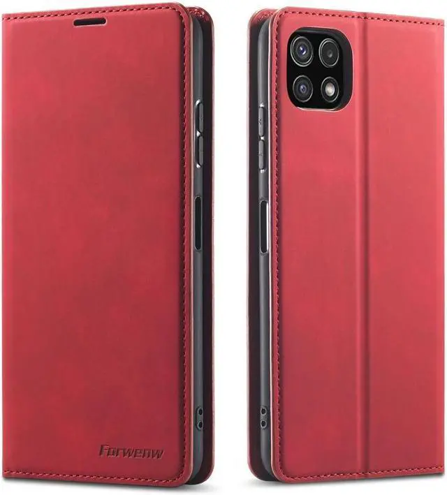Main image of BONAEVER For Samsung Galaxy A22 5G Case Premium PU Leather Cover TPU Bumper with Card Holder Stand andidden Magnetic Shockproof Flip Wallet Case for Galaxy A22 5G Case [Not Fit for A22 4G]