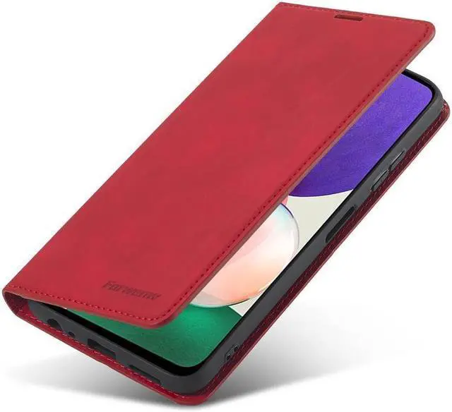 Alt view image 3 of 6 - BONAEVER For Samsung Galaxy A22 5G Case Premium PU Leather Cover TPU Bumper with Card Holder Stand andidden Magnetic Shockproof Flip Wallet Case for Galaxy A22 5G Case [Not Fit for A22 4G]