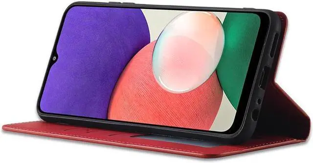Alt view image 4 of 6 - BONAEVER For Samsung Galaxy A22 5G Case Premium PU Leather Cover TPU Bumper with Card Holder Stand andidden Magnetic Shockproof Flip Wallet Case for Galaxy A22 5G Case [Not Fit for A22 4G]