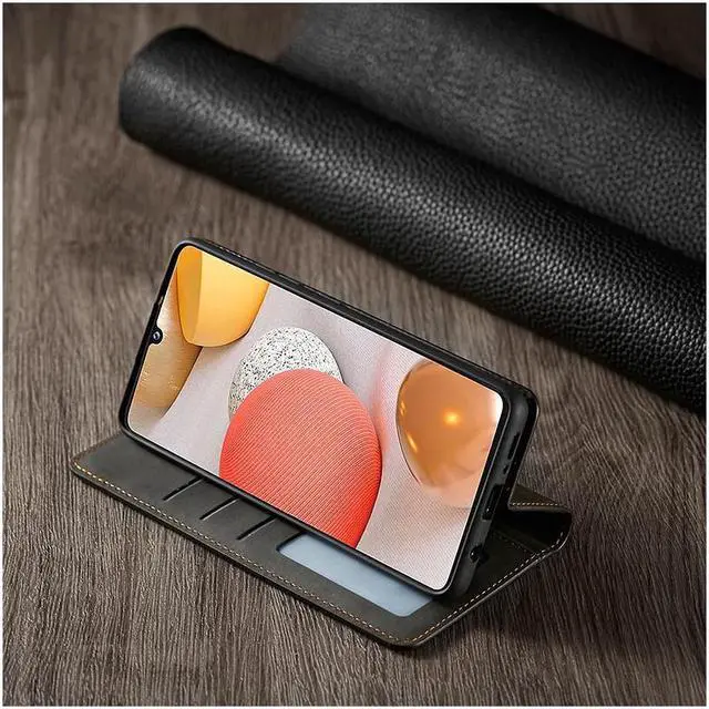 Alt view image 6 of 7 - BONAEVER For Samsung Galaxy A42 5G Case Premium PU Leather Cover TPU Bumper with Card Holder Stand andidden Magnetic Shockproof Flip Wallet Case