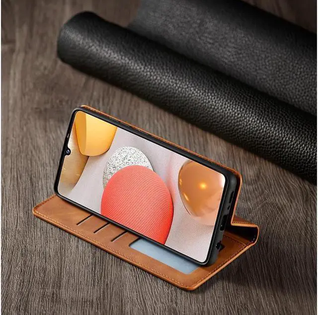 Alt view image 6 of 7 - BONAEVER For Samsung Galaxy A42 5G Case Premium PU Leather Cover TPU Bumper with Card Holder Stand andidden Magnetic Shockproof Flip Wallet Case