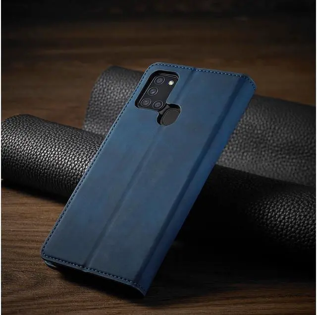 Alt view image 5 of 6 - BONAEVER For Samsung Galaxy A21S Case Premium PU Leather Cover TPU Bumper with Card Holder Stand andidden Magnetic Shockproof Flip Wallet Case