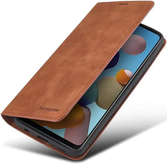 Alt view image 2 of 7 - BONAEVER For Samsung Galaxy A21S Case Premium PU Leather Cover TPU Bumper with Card Holder Stand andidden Magnetic Shockproof Flip Wallet Case