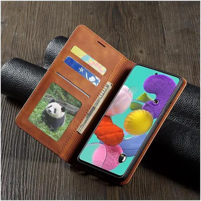 Alt view image 3 of 7 - BONAEVER For Samsung Galaxy Galaxy A31 Case Premium PU Leather Cover TPU Bumper with Card Holder Stand andidden Magnetic Shockproof Flip Wallet Case for Galaxy A31 4G
