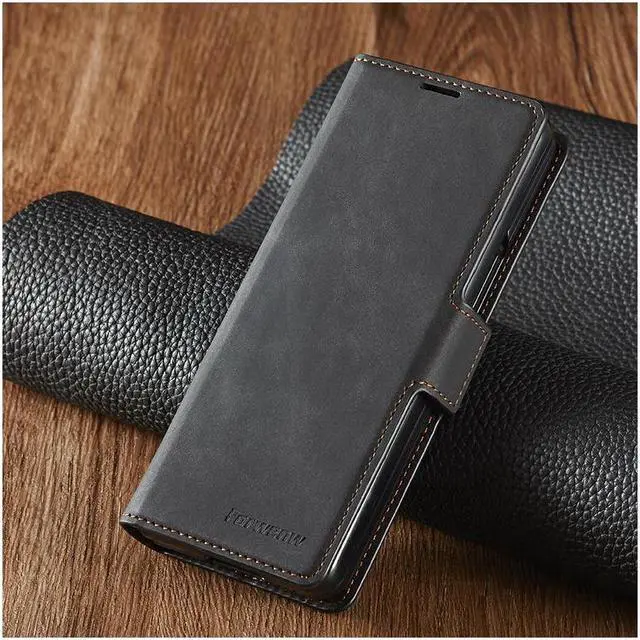 Alt view image 6 of 6 - BONAEVER For Samsung Galaxy Galaxy Z Fold 3 Case Premium PU Leather Cover TPU Bumper with Card Holder Stand andidden Magnetic Shockproof Flip Wallet Case for Galaxy Z Fold 3 5G 2021 Released