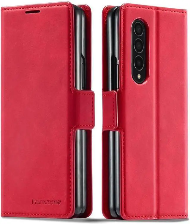 Main image of BONAEVER For Samsung Galaxy Galaxy Z Fold 3 Case Premium PU Leather Cover TPU Bumper with Card Holder Stand andidden Magnetic Shockproof Flip Wallet Case for Galaxy Z Fold 3 5G 2021 Released