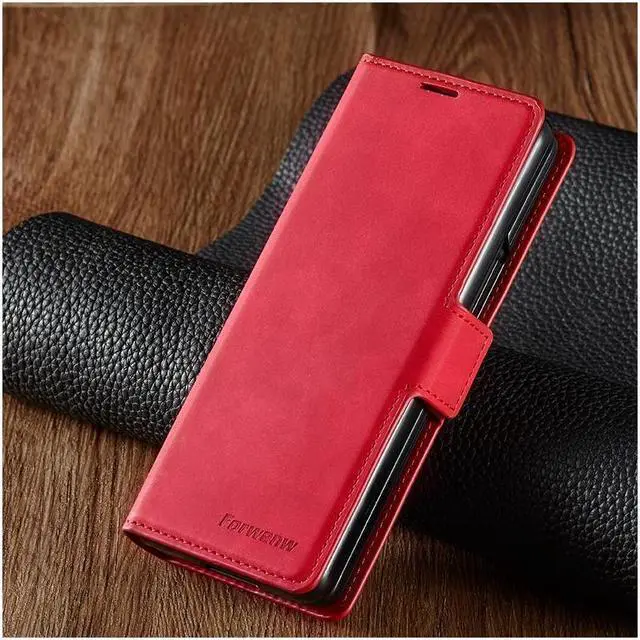Alt view image 5 of 5 - BONAEVER For Samsung Galaxy Galaxy Z Fold 3 Case Premium PU Leather Cover TPU Bumper with Card Holder Stand andidden Magnetic Shockproof Flip Wallet Case for Galaxy Z Fold 3 5G 2021 Released