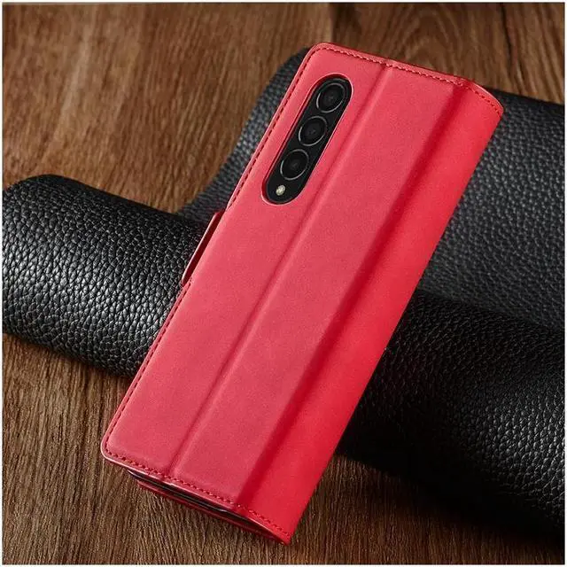 Alt view image 4 of 5 - BONAEVER For Samsung Galaxy Galaxy Z Fold 3 Case Premium PU Leather Cover TPU Bumper with Card Holder Stand andidden Magnetic Shockproof Flip Wallet Case for Galaxy Z Fold 3 5G 2021 Released