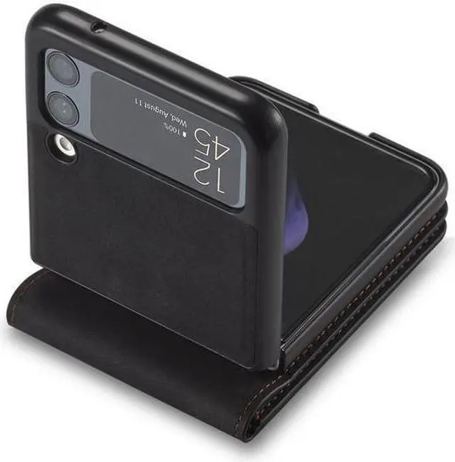 Alt view image 3 of 6 - BONAEVER For Samsung Galaxy Z Flip 3 5G 2021 Case Premium PU Leather Cover TPU Bumper with Card Holder Stand andidden Magnetic Shockproof Flip Wallet Case