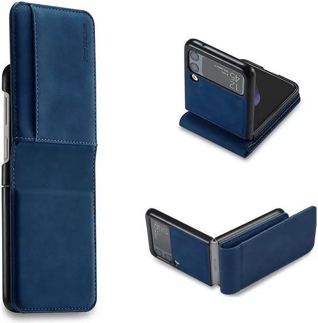 Main image of BONAEVER For Samsung Galaxy Z Flip 3 5G 2021 Case Premium PU Leather Cover TPU Bumper with Card Holder Stand andidden Magnetic Shockproof Flip Wallet Case