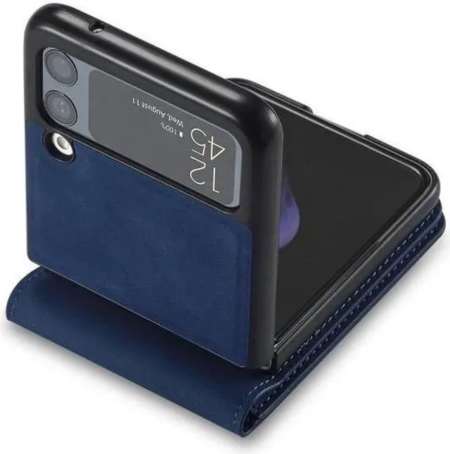 Alt view image 4 of 7 - BONAEVER For Samsung Galaxy Z Flip 3 5G 2021 Case Premium PU Leather Cover TPU Bumper with Card Holder Stand andidden Magnetic Shockproof Flip Wallet Case